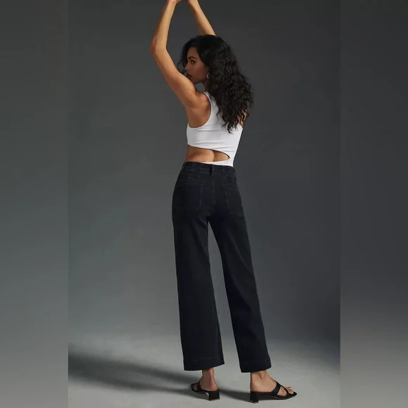 Anthropologie The Skipper Wide Leg Black Pants size 27 - Picture 3 of 8